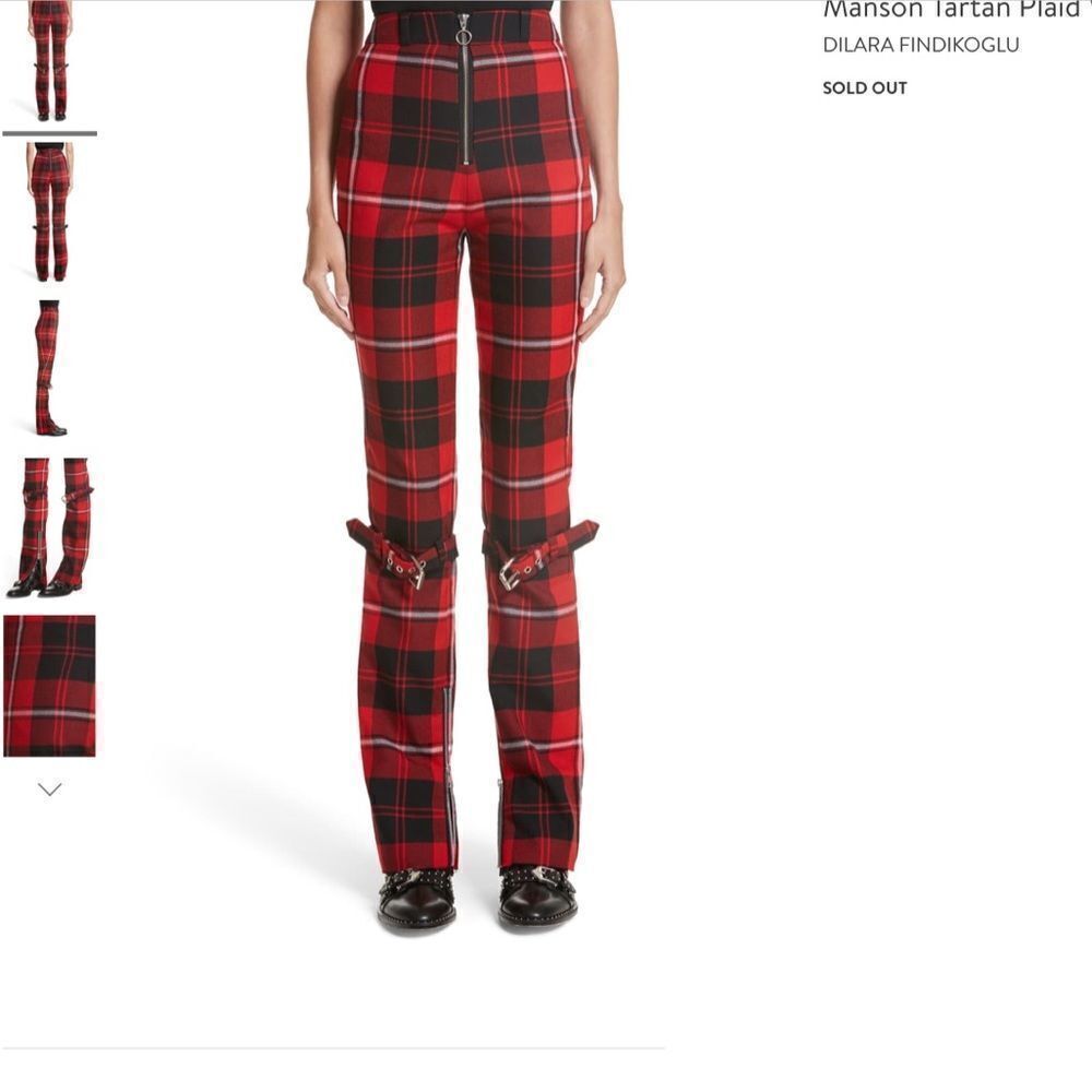 Dilara Findikoglu Mason Red Trousers Tartan Plaid Wool Trousers Size Medium